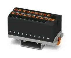 3273124: Panel Mount Barrier Terminal Block, Black, 24 A, 690 V, 19 Pole, Push In, 12 AWG