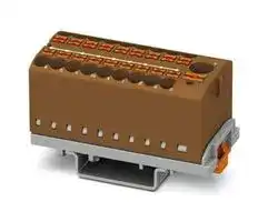 3273120: Panel Mount Barrier Terminal Block, Brown, 24 A, 690 V, 19 Pole, Push In, 12 AWG