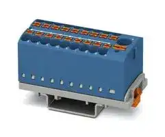 3273112: Panel Mount Barrier Terminal Block, Blue, 24 A, 690 V, 19 Pole, Push In, 12 AWG