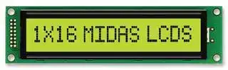 MC11615A6W-SPTLY-V2: Alphanumeric LCD, 16 x 1, Black on Yellow / Green, 5V, English, Japanese, Transflective