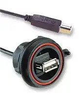 PX0844/A/0M50/B: USB Cable, Type B Plug to Type A Receptacle, 500 mm, 19.7 ", USB 2.0, Black