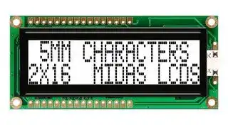 MC21605G6WR-FPTLW-V2: Alphanumeric LCD, 16 x 2, Black on White, 5V, Parallel, English, Cyrillic, Transflective