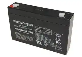 MP6-8: Rechargeable Battery, 6 V, Lead Acid, 7.5 Ah, Quick Connect, 1