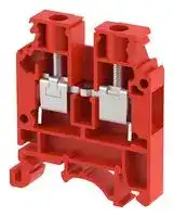 KUT6N/ RED: DIN Rail Mount Terminal Block, Feed Thru, 2 Ways, 20 AWG, 8 AWG, 6 mm², Screw, 41 A