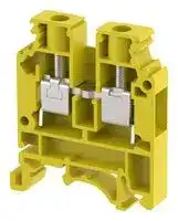 KUT6N/ YELLOW: DIN Rail Mount Terminal Block, Feed Thru, 2 Ways, 20 AWG, 8 AWG, 6 mm², Screw, 41 A