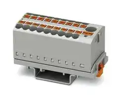 3273110: Panel Mount Barrier Terminal Block, Grey, 24 A, 690 V, 19 Pole, Push In, 12 AWG