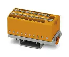 3273128: Panel Mount Barrier Terminal Block, Orange, 24 A, 690 V, 19 Pole, Push In, 12 AWG