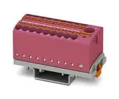 3273127: Panel Mount Barrier Terminal Block, Pink, 24 A, 690 V, 19 Pole, Push In, 12 AWG