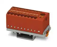 3273114: Panel Mount Barrier Terminal Block, Red, 24 A, 690 V, 19 Pole, Push In, 12 AWG