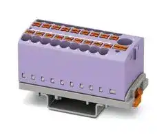 3273126: Panel Mount Barrier Terminal Block, Violet, 24 A, 690 V, 19 Pole, Push In, 12 AWG