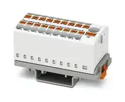 3273122: Panel Mount Barrier Terminal Block, White, 24 A, 690 V, 19 Pole, Push In, 12 AWG