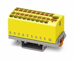 3273116: Panel Mount Barrier Terminal Block, Yellow, 24 A, 690 V, 19 Pole, Push In, 12 AWG