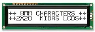 MC22008B6W-FPTLW-V2: Alphanumeric LCD, 20 x 2, Black on White, 5V, Parallel, English, Japanese, Transflective