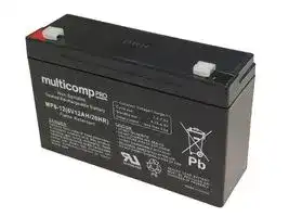 MP6-12: Rechargeable Battery, 6 V, Lead Acid, 12 Ah, Quick Connect, 1