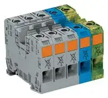 285-139: DIN Rail Mount Terminal Block, 10 Ways, 10 AWG, 2 AWG, 35 mm², Push In