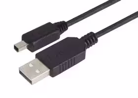 CSMUAMB4-075M: USB Cable, Type A Plug to Mini Type B Plug, 750 mm, 29.5 ft, USB 2.0, Black