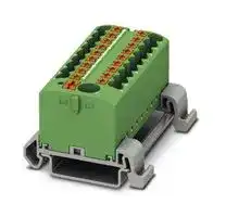 3273250: Panel Mount Barrier Terminal Block, Green, 24 A, 690 V, 19 Pole, Push In, 12 AWG