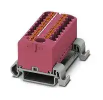 3273259: Panel Mount Barrier Terminal Block, Pink, 24 A, 690 V, 19 Pole, Push In, 12 AWG