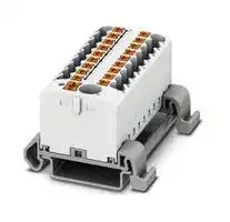 3273254: Panel Mount Barrier Terminal Block, White, 24 A, 690 V, 19 Pole, Push In, 12 AWG