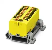 3273248: Panel Mount Barrier Terminal Block, Yellow, 24 A, 690 V, 19 Pole, Push In, 12 AWG