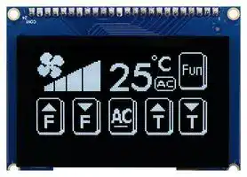MDOB128064T1D-WPC: Graphic OLED, 128 x 64, White on Black, 3V, Parallel, 75mm x 52.7mm, -40 °C