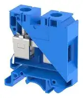 KUT35/BLUE: DIN Rail Mount Terminal Block, Feed Thru, 2 Ways, 14 AWG, 1 AWG, 35 mm², Screw, 125 A