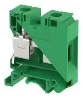 KUT35/ GREEN: DIN Rail Mount Terminal Block, Feed Thru, 2 Ways, 14 AWG, 1 AWG, 35 mm², Screw, 125 A