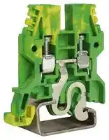 TEO.2: DIN Rail Mount Terminal Block, Earth, 35mm Rail, 2 Ways, 2.5 mm², Screw