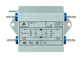 B84114D0000B010: Power Line Filter, 4700pF, Medical, 250 VAC, 1 A, Single Phase, 1 Stage, Chassis Mount