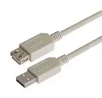 CSMUAX-03M: USB Cable, Type A Plug to Type A Receptacle, 300 mm, 11.8 ft, USB 2.0, Light Grey
