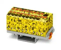 3273130: Panel Mount Barrier Terminal Block, Black/Yellow, 24 A, 690 V, 19 Pole, Push In, 12 AWG