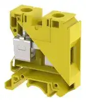 KUT35/ YELLOW: DIN Rail Mount Terminal Block, Feed Thru, 2 Ways, 14 AWG, 1 AWG, 35 mm², Screw, 125 A