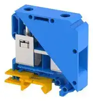 KUT50/BLUE: DIN Rail Mount Terminal Block, Feed Thru, 2 Ways, 6 AWG, 00 AWG, 50 mm², Screw, 150 A