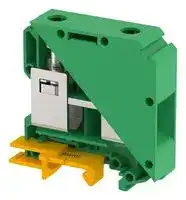 KUT50/GREEN: DIN Rail Mount Terminal Block, Feed Thru, 2 Ways, 6 AWG, 00 AWG, 50 mm², Screw, 150 A