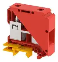 KUT50/ RED: DIN Rail Mount Terminal Block, Feed Thru, 2 Ways, 6 AWG, 00 AWG, 50 mm², Screw, 150 A