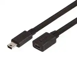 CSMUMB5X-05M: USB Cable, Mini Type B Plug to Mini Type B Receptacle, 500 mm, 19.7 ft, USB 2.0, Black