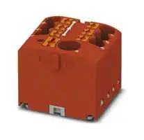 3273464: Panel Mount Barrier Terminal Block, Red, 24 A, 450 V, 7 Pole, Push In, 12 AWG