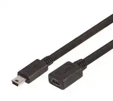 CSMUMB5X-3M: USB Cable, Mini Type B Plug to Mini Type B Receptacle, 3 m, 9.8 ft, USB 2.0, Black