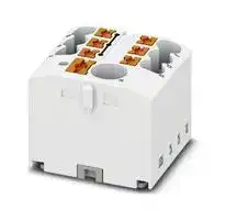 3273472: Panel Mount Barrier Terminal Block, White, 24 A, 450 V, 7 Pole, Push In, 12 AWG