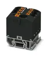 3274180: Panel Mount Barrier Terminal Block, Black, 24 A, 690 V, 7 Pole, Push In, 12 AWG