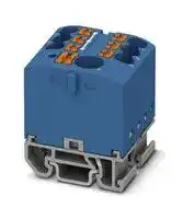 3274168: Panel Mount Barrier Terminal Block, Blue, 24 A, 690 V, 7 Pole, Push In, 12 AWG