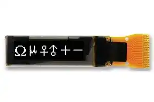 MCOT096016AY-WI: Graphic OLED, 96 x 16, White on Black, 2.8V, I2C, 26.3mm x 8mm, -40 °C