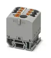 3274166: Panel Mount Barrier Terminal Block, Grey, 24 A, 690 V, 7 Pole, Push In, 12 AWG