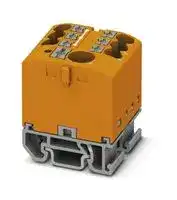 3274184: Panel Mount Barrier Terminal Block, Orange, 24 A, 690 V, 7 Pole, Push In, 12 AWG