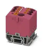 3274183: Panel Mount Barrier Terminal Block, Pink, 24 A, 690 V, 7 Pole, Push In, 12 AWG