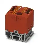 3274170: Panel Mount Barrier Terminal Block, Red, 24 A, 690 V, 7 Pole, Push In, 12 AWG
