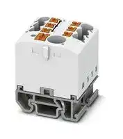 3274178: Panel Mount Barrier Terminal Block, White, 24 A, 690 V, 7 Pole, Push In, 12 AWG
