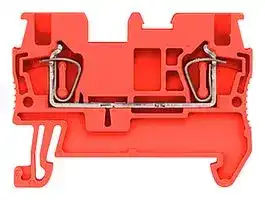 8WH2000-0AE02: DIN Rail Mount Terminal Block, Red, 2 Ways, 28 AWG, 16 AWG, 1.5 mm², Clamp, 17.5 A