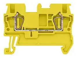 8WH2000-0AE06: DIN Rail Mount Terminal Block, Yellow, 2 Ways, 28 AWG, 16 AWG, 1.5 mm², Clamp, 17.5 A