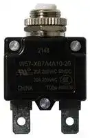 W57-XB7A4A10-20: Thermal Circuit Breaker, Push-to-Reset, W57 Series, 20 A, 1 Pole, 50 V, 250 V, Panel